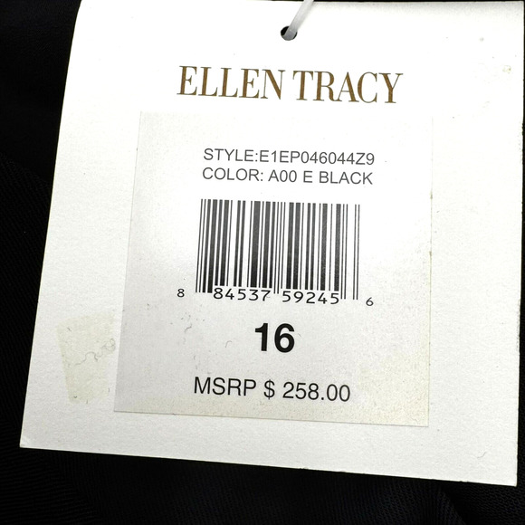 ELLEN TRACY NWT Women 16 Black Wool Modern Boot Leg Trouser Pants Pockets Career - Picture 4 of 9